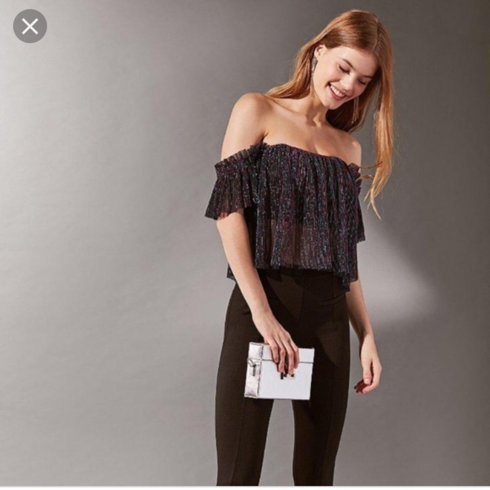 UO Urban Outfitters Sparkly Pleated Crop Top